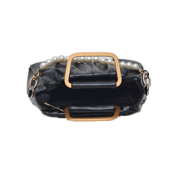 Metal Pearl Handle Bag (Black)