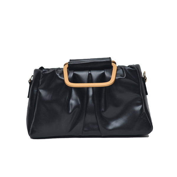 Metal Pearl Handle Bag (Black)