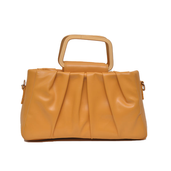 Metal Pearl Handle Bag (Mustard Yellow)