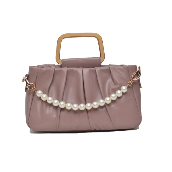 Metal Pearl Handle Bag (Purple)