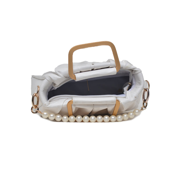 Metal Pearl Handle Bag (White)