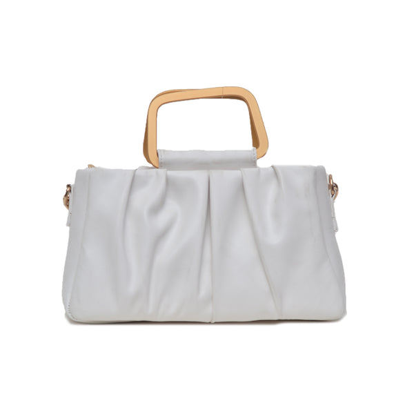 Metal Pearl Handle Bag (White)