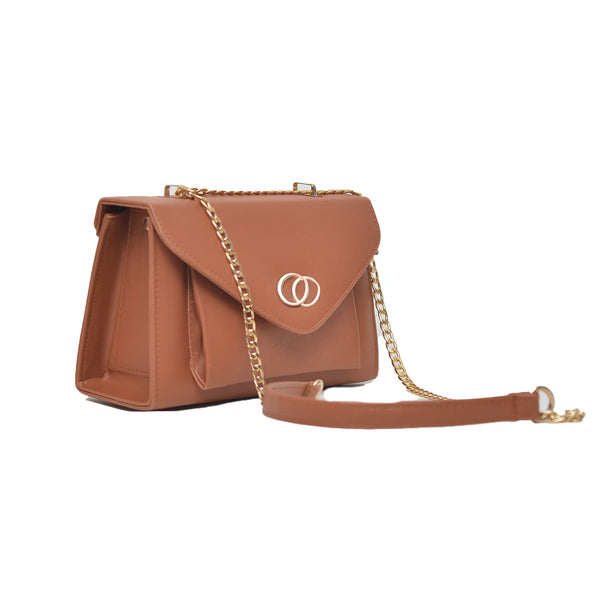 Classic Envelope Shaped Crossbody Bag (Mustard Brown)