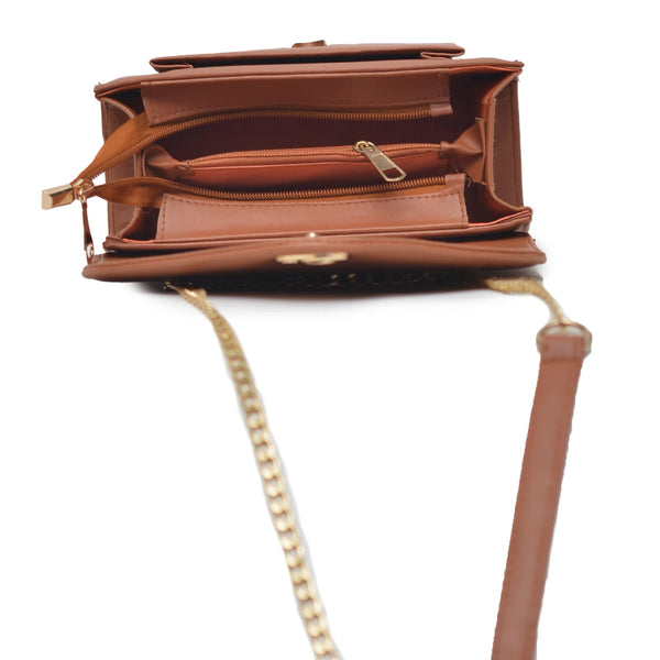 Classic Envelope Shaped Crossbody Bag (Mustard Brown)