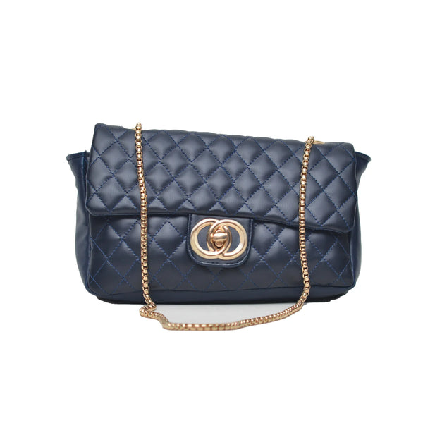 Classic Flap Shoulder Bag (Navy Blue)