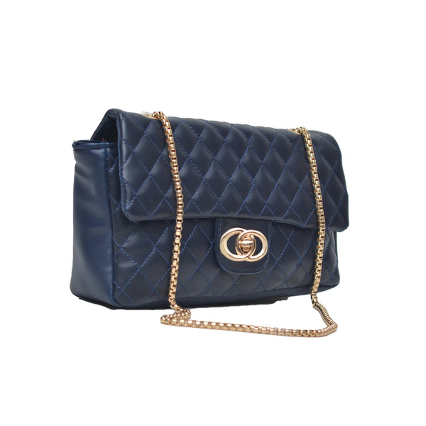 Classic Flap Shoulder Bag (Navy Blue)