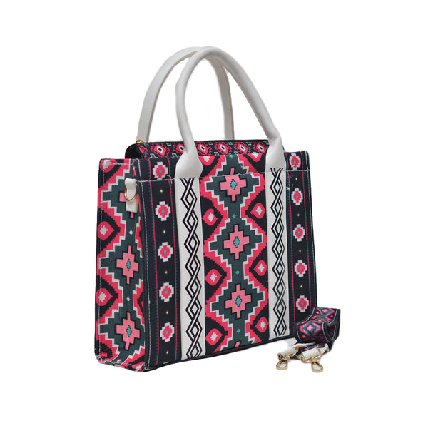 Printed PU Leather Shoulder Bag (Black & White)