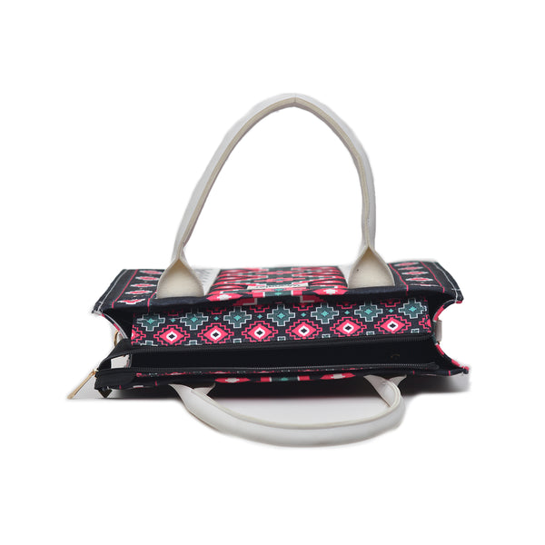 Printed PU Leather Shoulder Bag (Black & White)