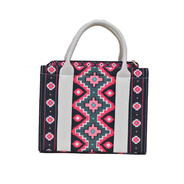 Printed PU Leather Shoulder Bag (Black & White)