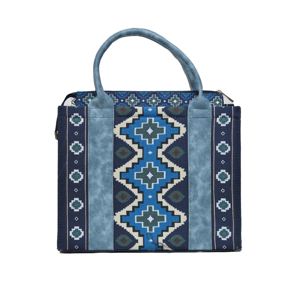 Printed PU Leather Shoulder Bag (Blue & Black)
