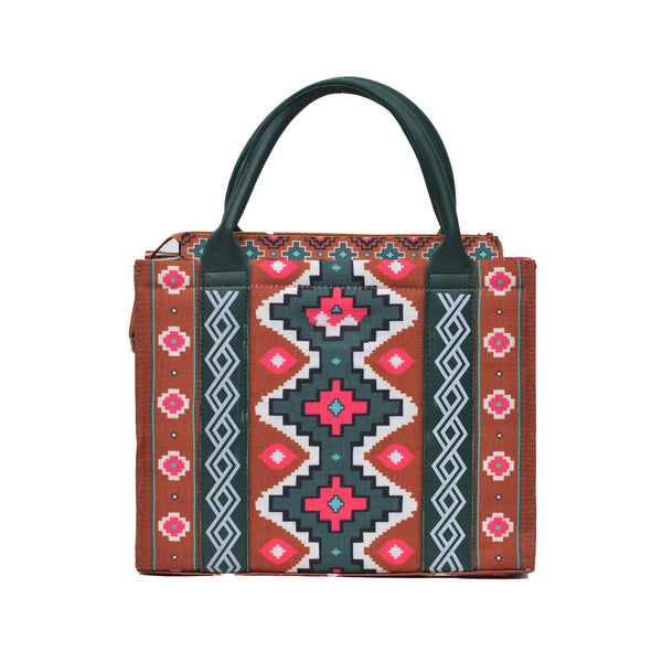 Printed PU Leather Shoulder Bag (Brown & Green)
