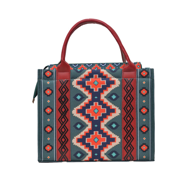 Printed PU Leather Shoulder Bag (Green & Maroon)