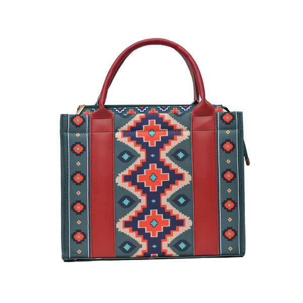 Printed PU Leather Shoulder Bag (Green & Maroon)