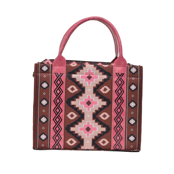 Printed PU Leather Shoulder Bag (Pink & Brown)