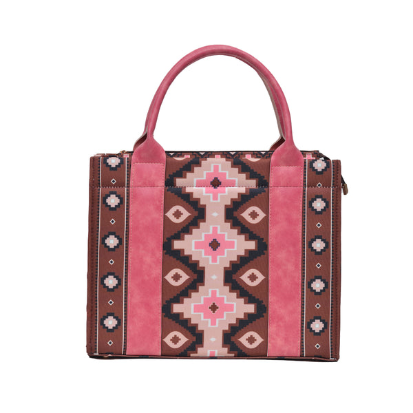 Printed PU Leather Shoulder Bag (Pink & Brown)