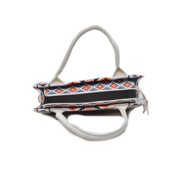 Printed PU Leather Shoulder Bag (White)