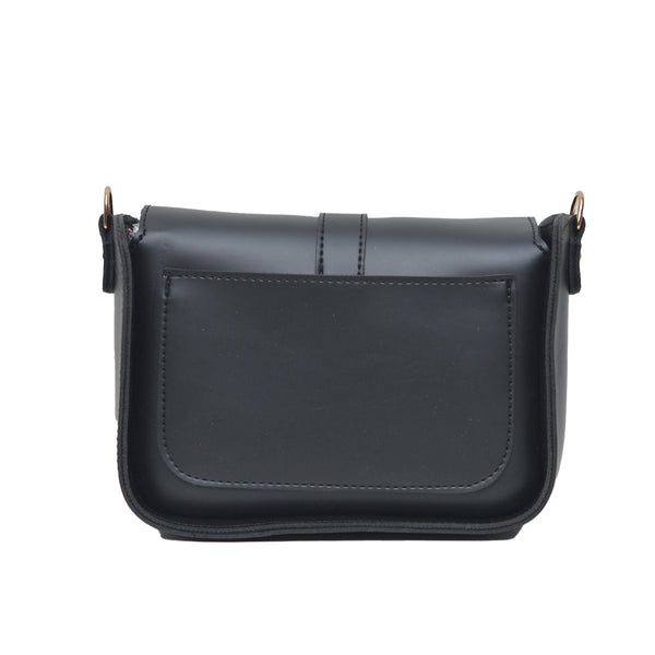 Saddle Buckle Crossbody Bag (Black)