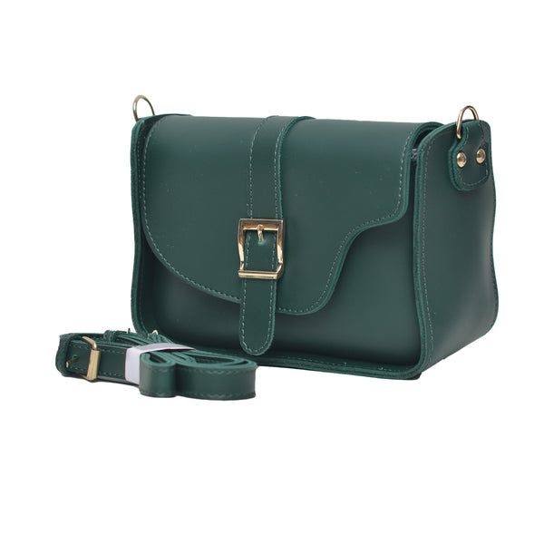 Saddle Buckle Crossbody Bag (Bottle Green)