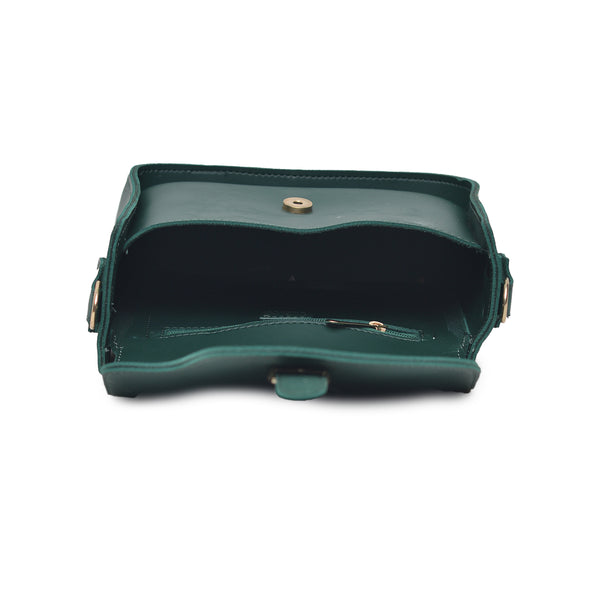 Saddle Buckle Crossbody Bag (Bottle Green)