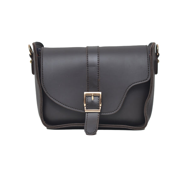 Saddle Buckle Crossbody Bag (Dark Brown)