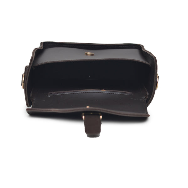 Saddle Buckle Crossbody Bag (Dark Brown)