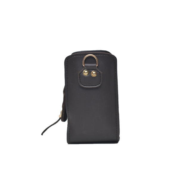 Saddle Buckle Crossbody Bag (Dark Brown)