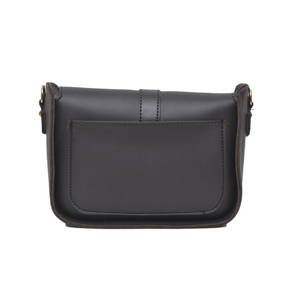 Saddle Buckle Crossbody Bag (Dark Brown)