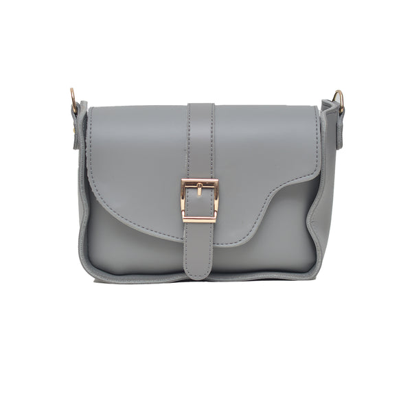 Saddle Buckle Crossbody Bag (Grey)