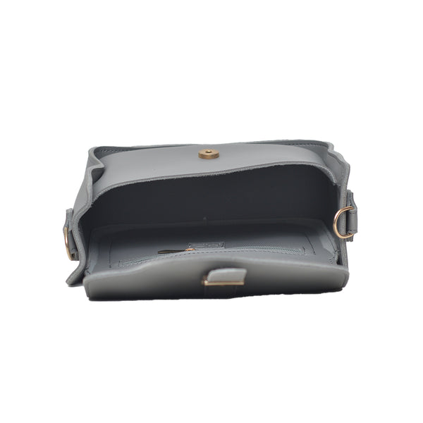 Saddle Buckle Crossbody Bag (Grey)