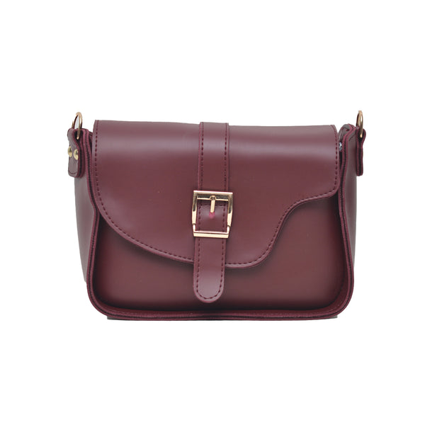 Saddle Buckle Crossbody Bag (Maroon)