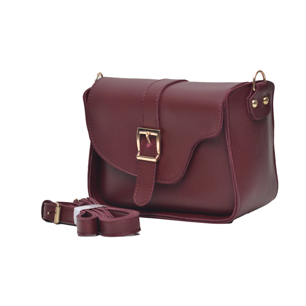 Saddle Buckle Crossbody Bag (Maroon)