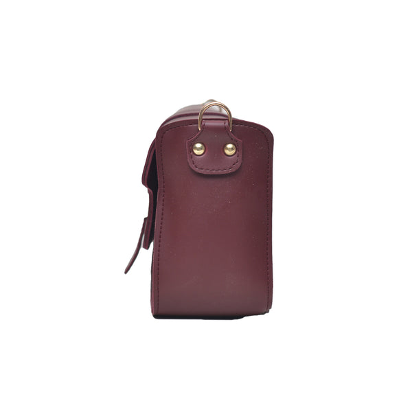 Saddle Buckle Crossbody Bag (Maroon)