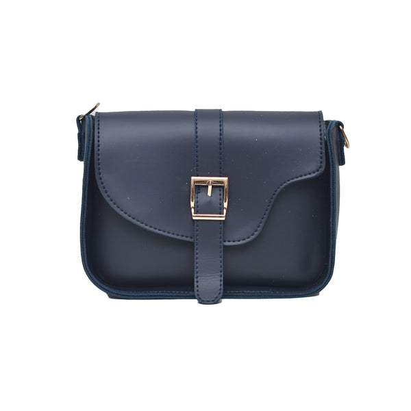 Saddle Buckle Crossbody Bag (Navy Blue)