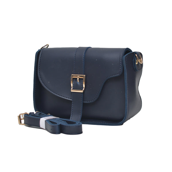 Saddle Buckle Crossbody Bag (Navy Blue)
