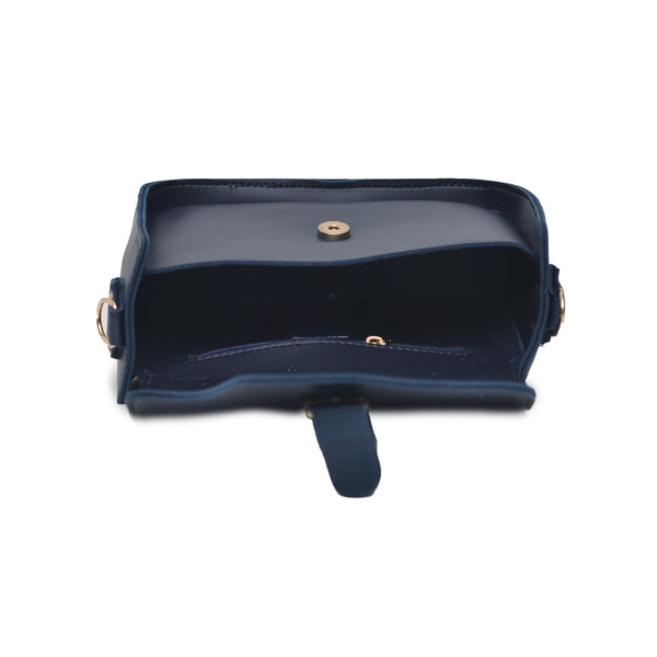Saddle Buckle Crossbody Bag (Navy Blue)