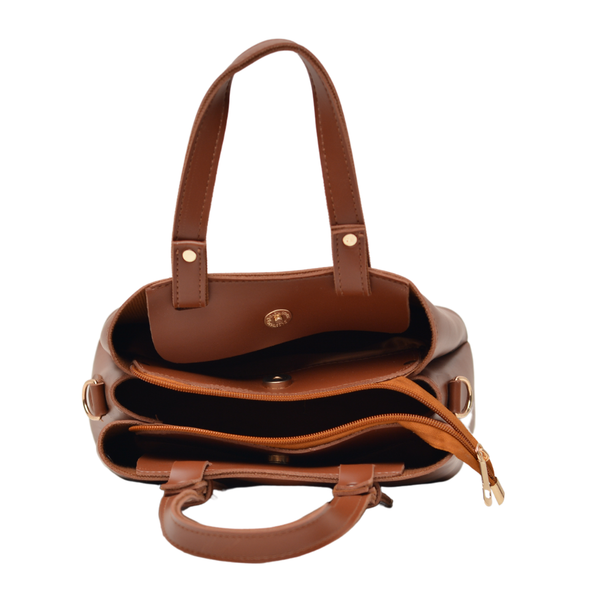 Shoulder Carry Bag with 3 Pockets (Mustard Brown)
