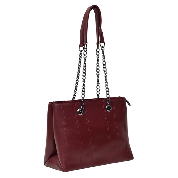 Shoulder Hand Bag With Two Pockets (Maroon)