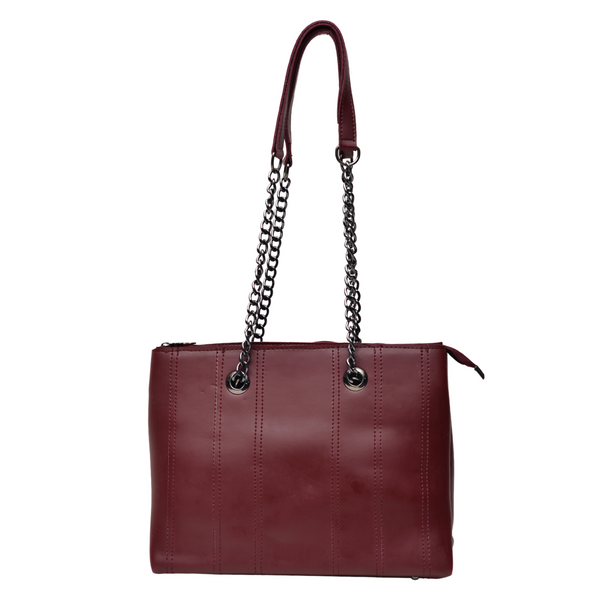 Shoulder Hand Bag With Two Pockets (Maroon)