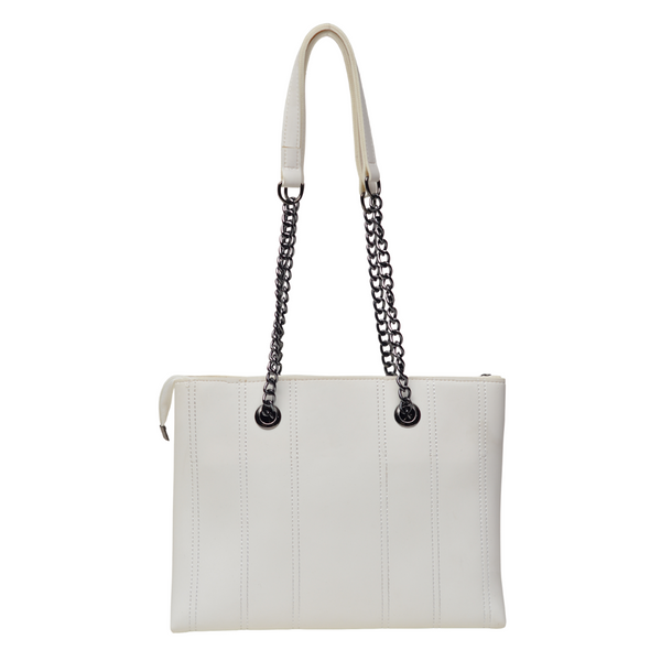 Shoulder Hand Bag With Two Pockets (White)
