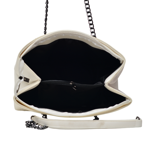 Shoulder Hand Bag With Two Pockets (White)