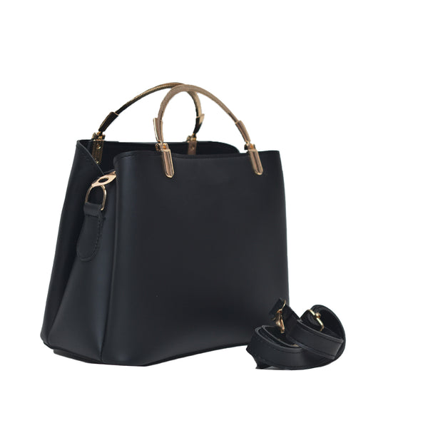 Steel handle Formal Handbag (Black)