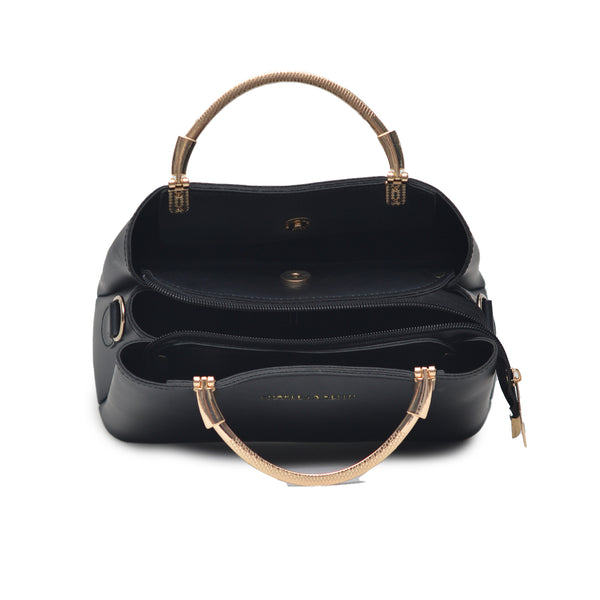 Steel handle Formal Handbag (Black)