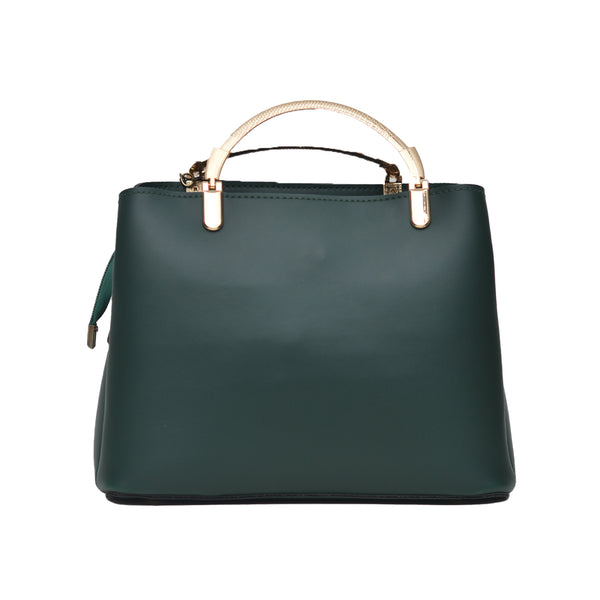 Steel handle Formal Handbag (Bottle Green)