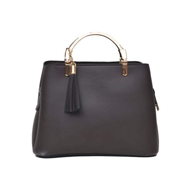 Steel handle Formal Handbag (Dark Brown)