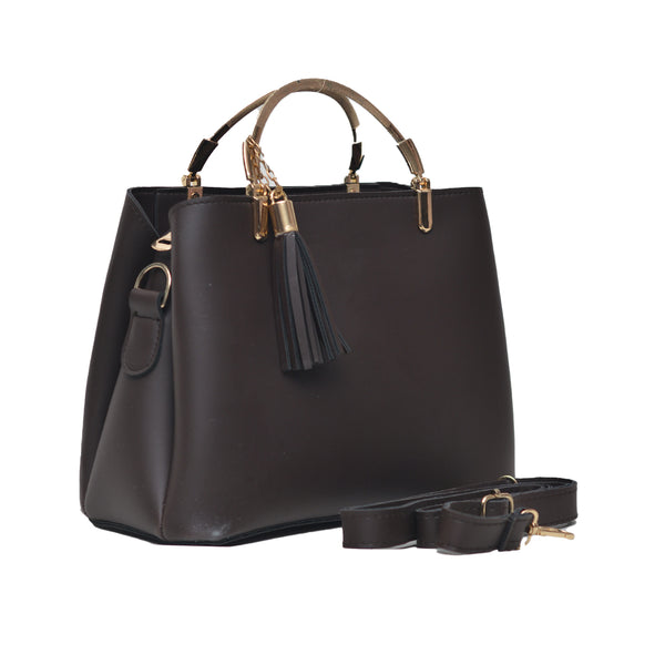 Steel handle Formal Handbag (Dark Brown)