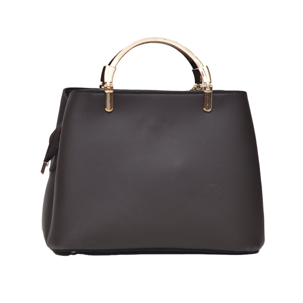 Steel handle Formal Handbag (Dark Brown)