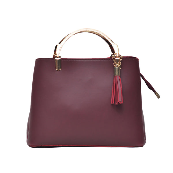 Steel handle Formal Handbag (Maroon)