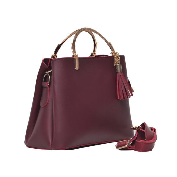 Steel handle Formal Handbag (Maroon)