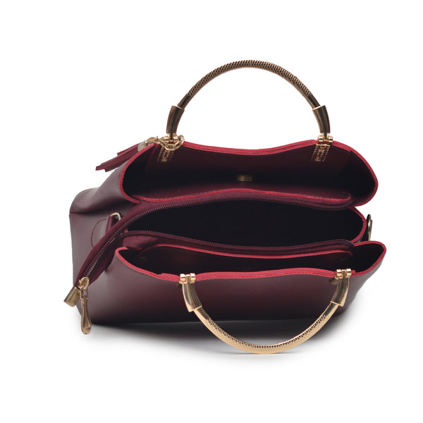 Steel handle Formal Handbag (Maroon)