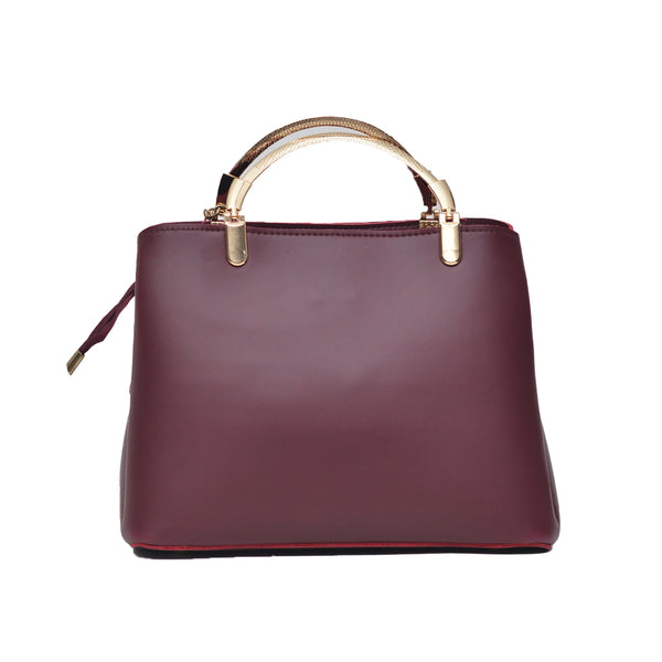 Steel handle Formal Handbag (Maroon)